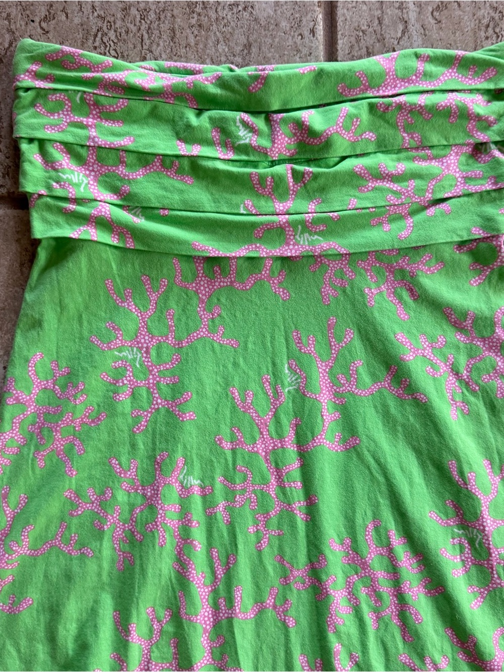 Lilly Pulitzer Size L Petula Strapless Maxi Dress Green Coral Me Crazy Resort - Picture 9 of 9